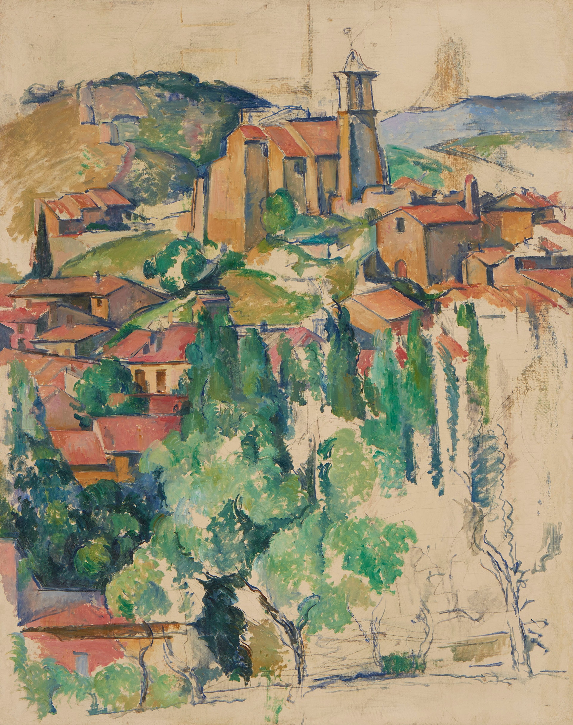 Paul Cézanne (1839–1906), Il villaggio di Gardanne, 1885–1886. Olio e pastello conté su tela, 92.1 x 73.2 cm. Brooklyn Museum, Ella C. Woodward Memorial Fund e Alfred T. White Fund. (Photo: Brooklyn Museum) 