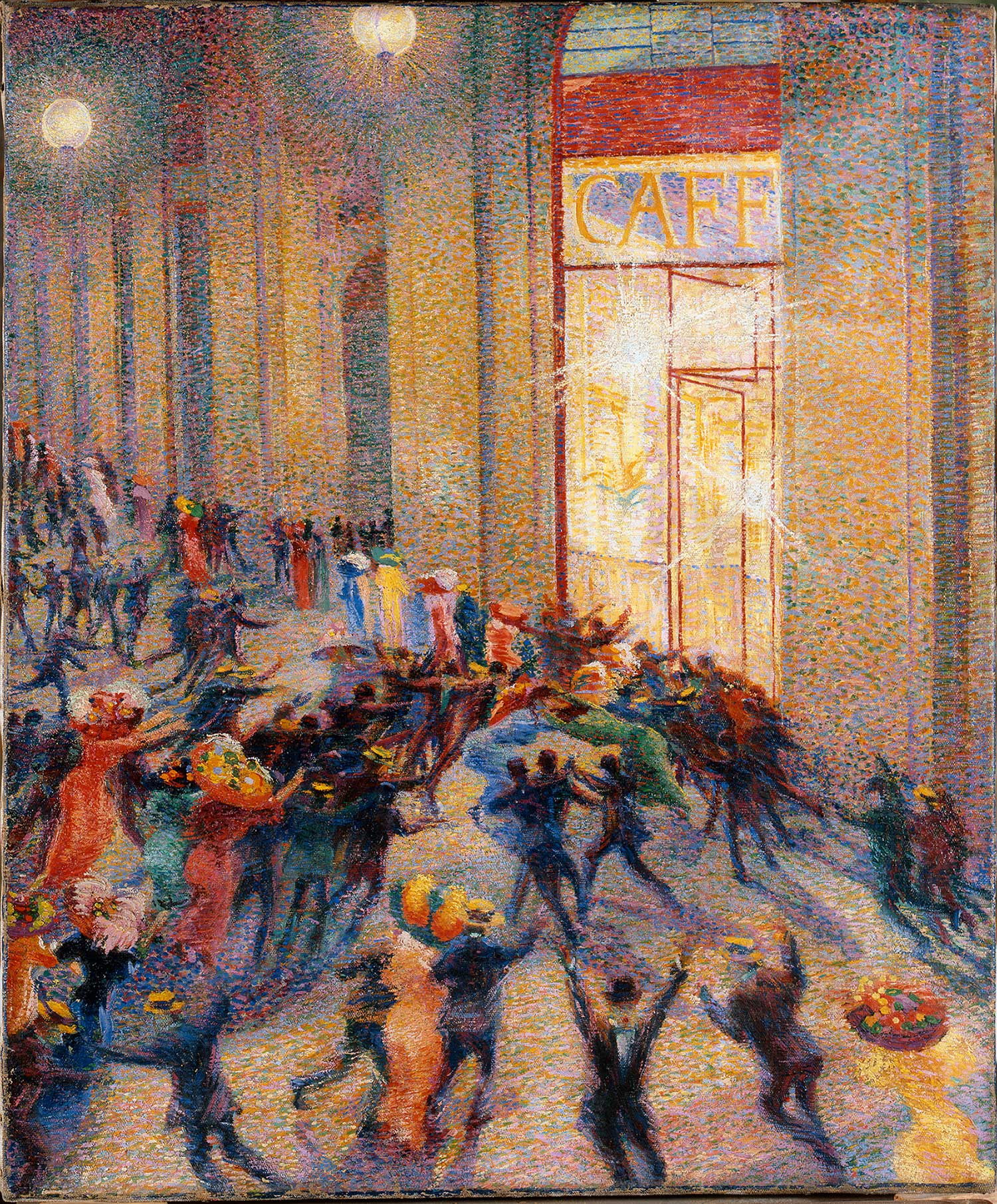 Umberto Boccioni, Rissa in galleria, 1910, olio su tela, cm 74 × 64