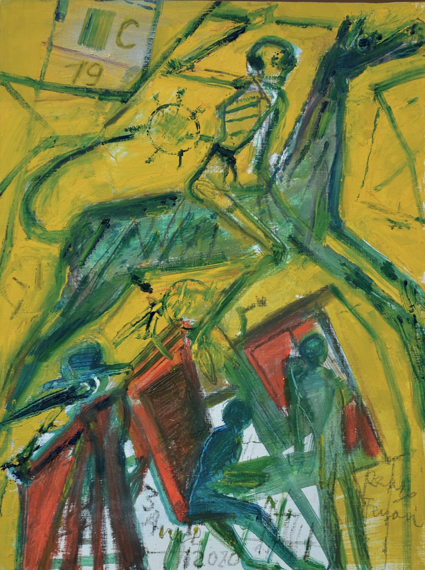 Cavaliere nel giallo - Marzo 2020 - olio su tavola - cm 40 x 30