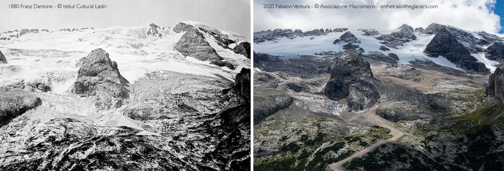 Sulle tracce dei ghiacciai - Alpi 2020 - L’Adamello è in agonia e la regina delle Dolomiti sta perdendo per sempre il suo mantello