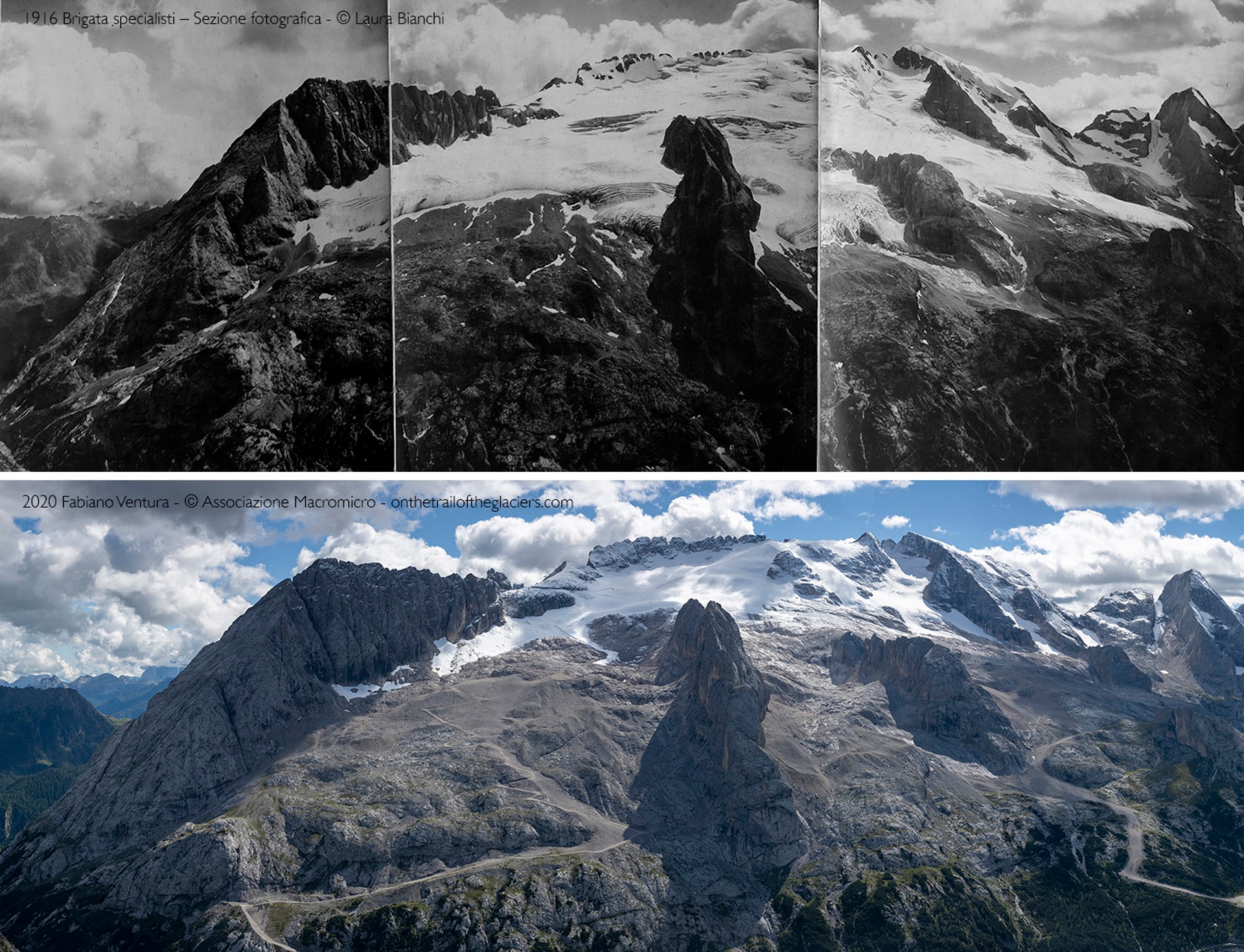 Sulle tracce dei ghiacciai - Alpi 2020 - L’Adamello è in agonia e la regina delle Dolomiti sta perdendo per sempre il suo mantello