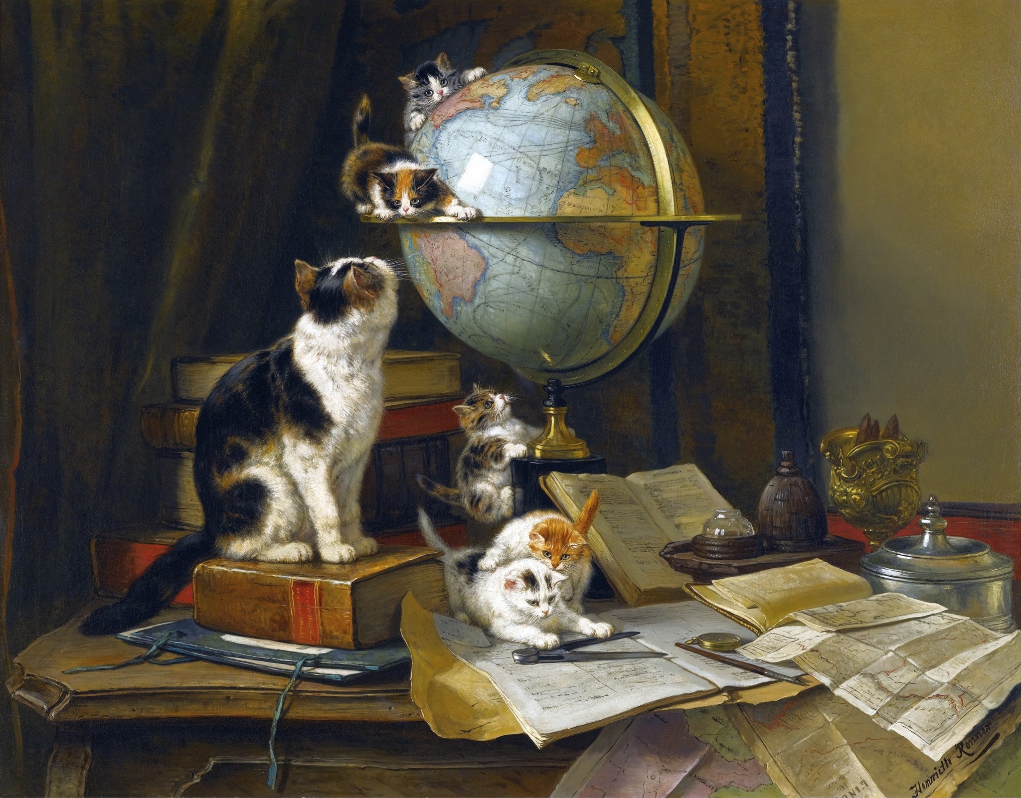 Henriëtte Ronner-Knip, I Giramondo, 1883, olio su tela, Collezione privata