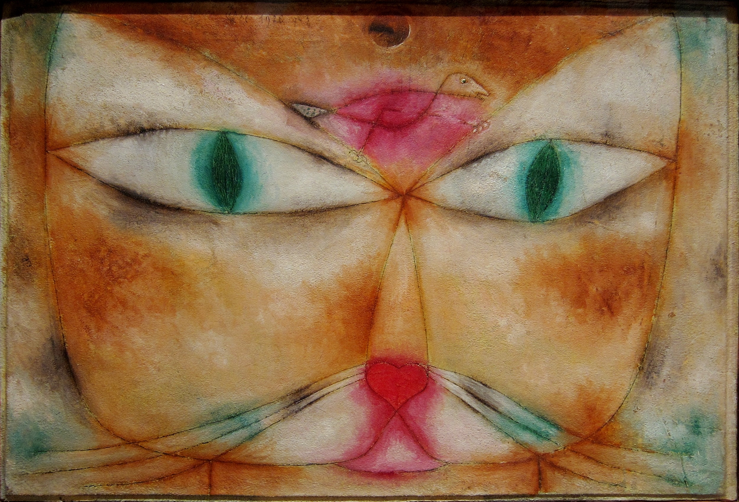 Paul Klee, Il gatto e l’uccello, 1928, Olio e inchiostro su tela, montata su tavola, New York, MoMA,