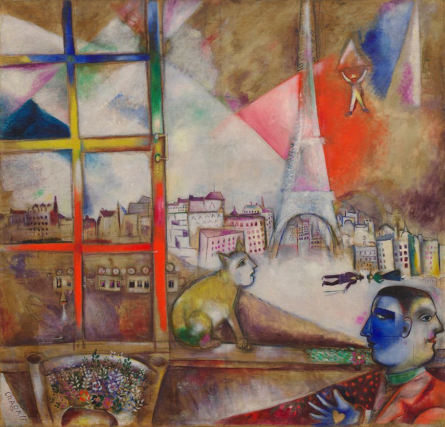 Marc Chagall, Parigi dalla finestra, 1913, olio su tela, Solomon Guggenheim Museum, New York