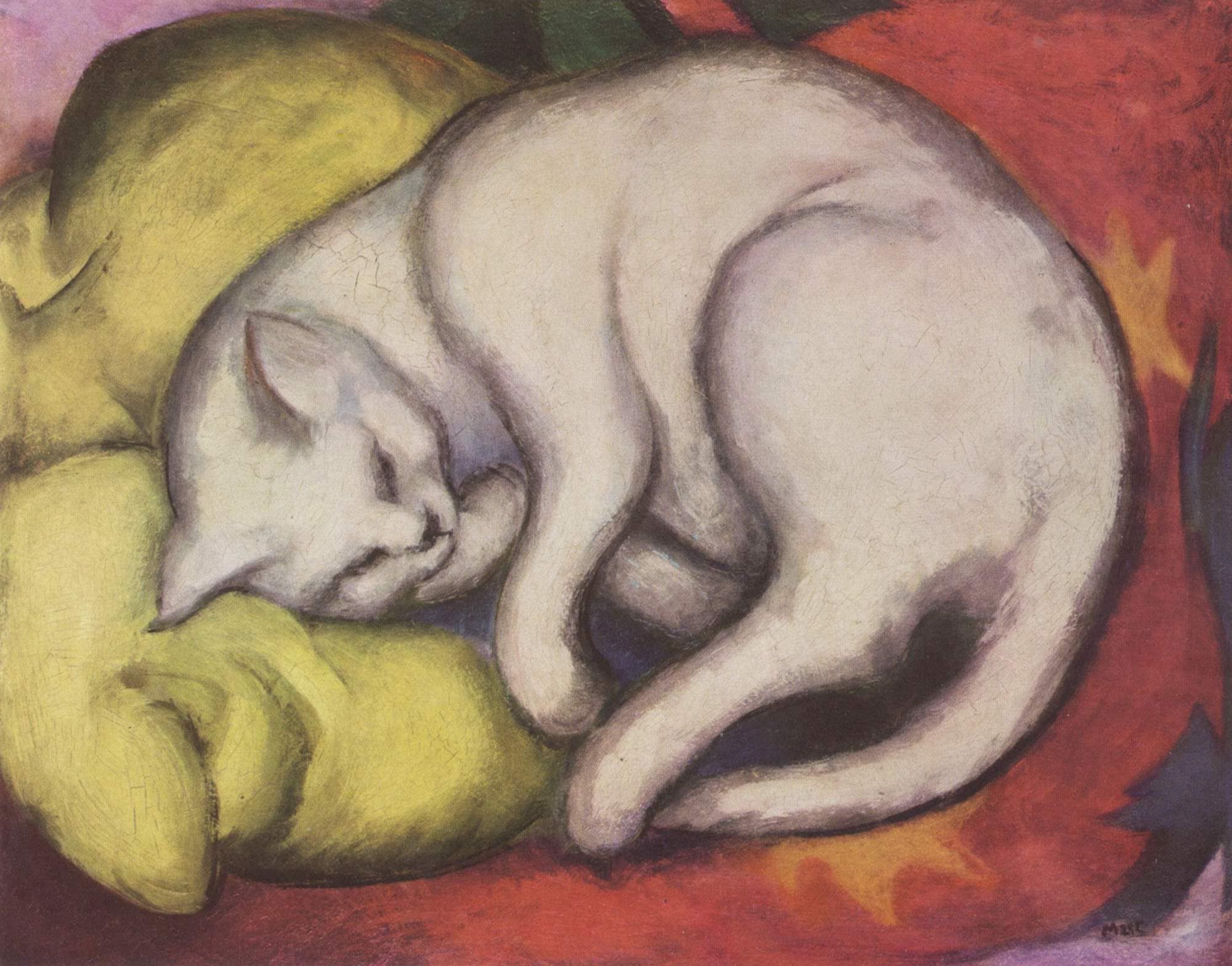 Franz Marc, Il gatto bianco, 1912. Kunstmuseum Moritzburg Halle (Saale), Kulturstiftung Sachsen Anhalt. Photo ©️ Punctum Bertram Kober