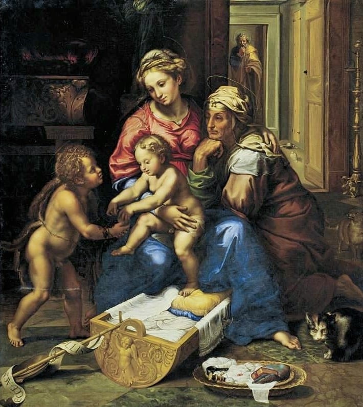 Giulio Romano, Madonna della gatta, 1522, olio su tavola, Napoli, Museo Nazionale di Capodimonte