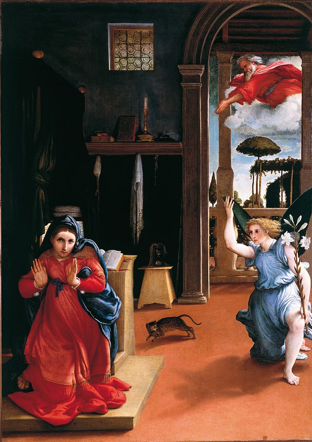 Lorenzo Lotto, Annunciazione di Recanati, 1534, olio su tela, Recanati, Museo civico Villa Colloredo Mels