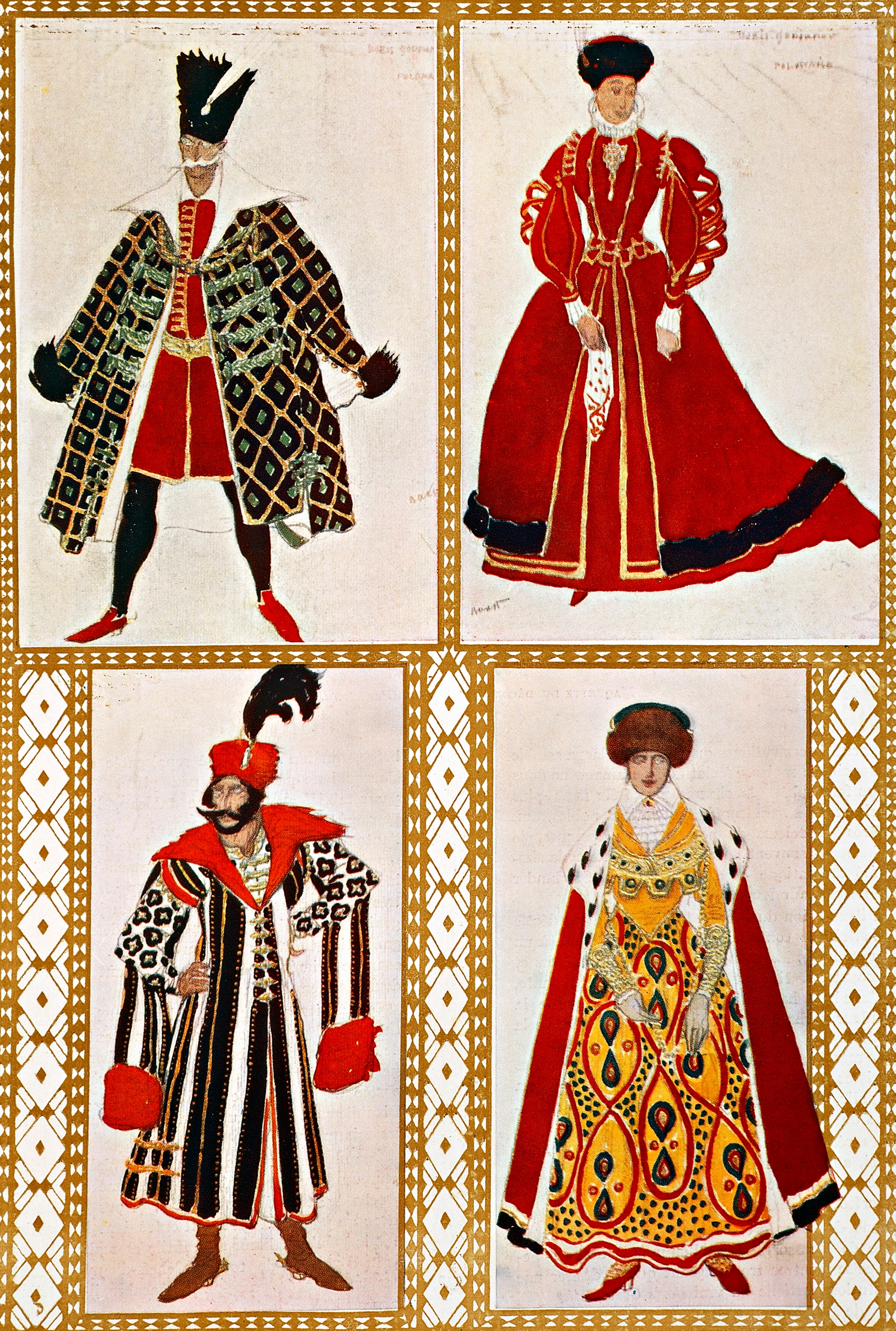 Bozzetti per i costumi del "Boris Godunov", 1913. Artista: Leon Bakst. Parigi, Bibliothèque Des Arts Decoratifs (Library).